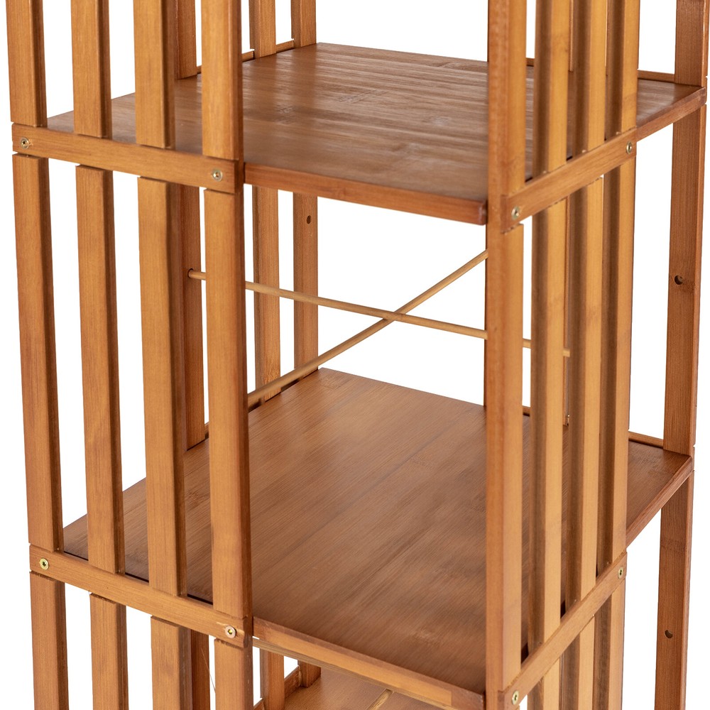 360° Rotating 6-Tier Bamboo Bookshelf for Home Office & Corner Storage