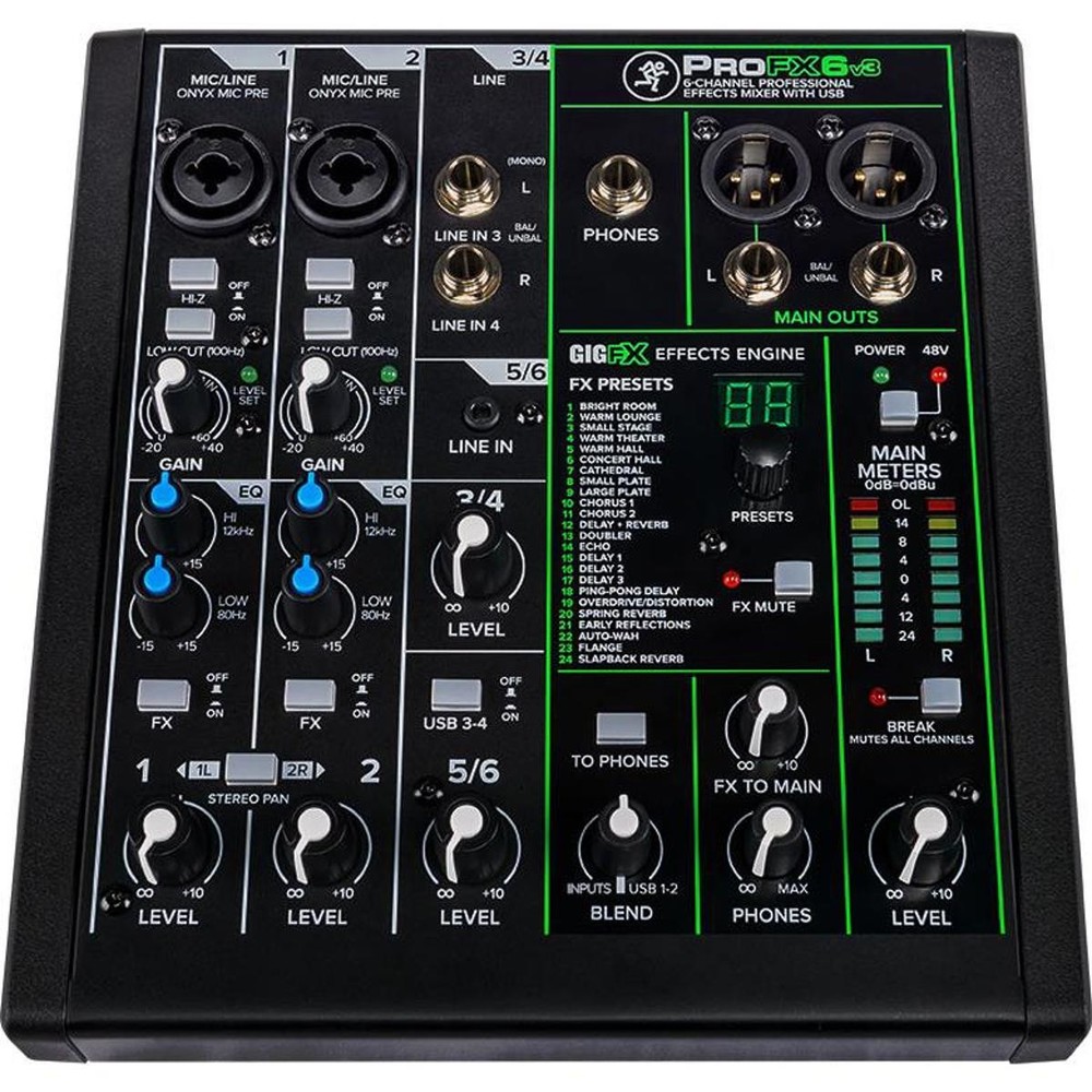 Mackie ProFXv3 6-Channel Professional Effects Mixer with USB + Software Bundle