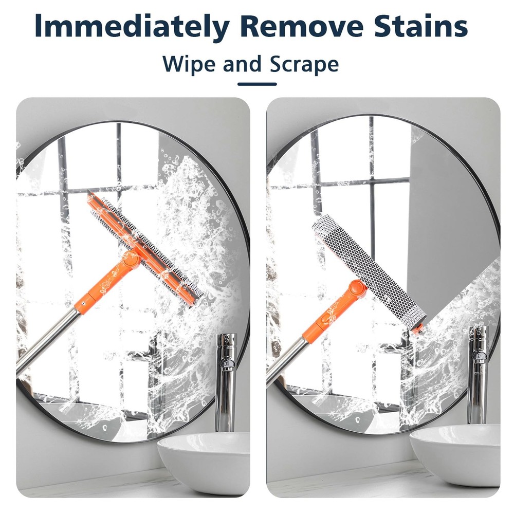 Professional Window Squeegee,2 in 1 Squeegee Sponge Style, Blue