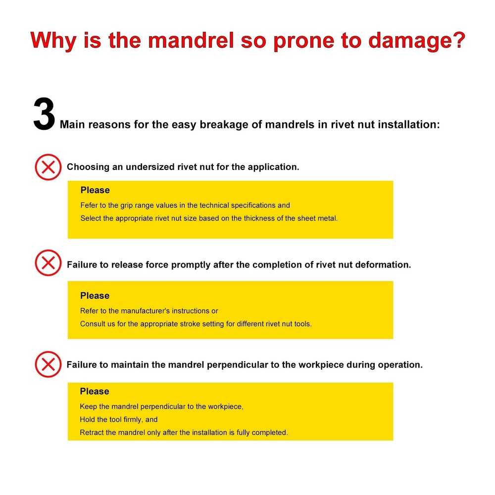 Hand Rivet Nut Tool Mandrel (10-32 2Pack)