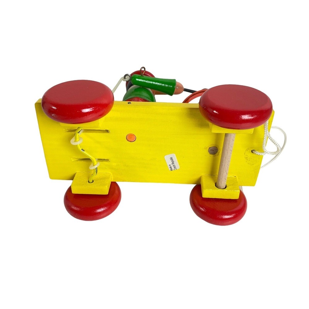 Wooden Pinocchio Playing Drum Pull String Children's Toy