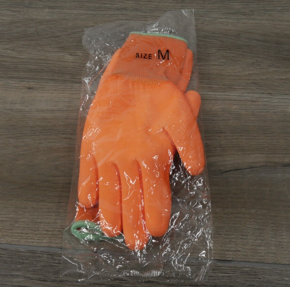 Polyflex Unisex Orange Work Gloves Size Medium ANSI A! Cut 3 Abrasion