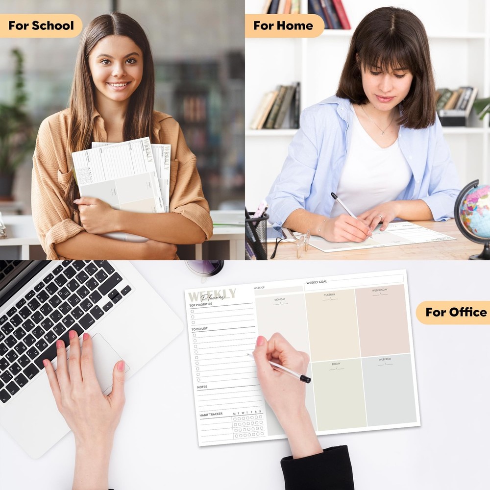 Weekly Planner Notepad Undated - 50 Sheets Weekly To Do List Notepad (8.3"x11...
