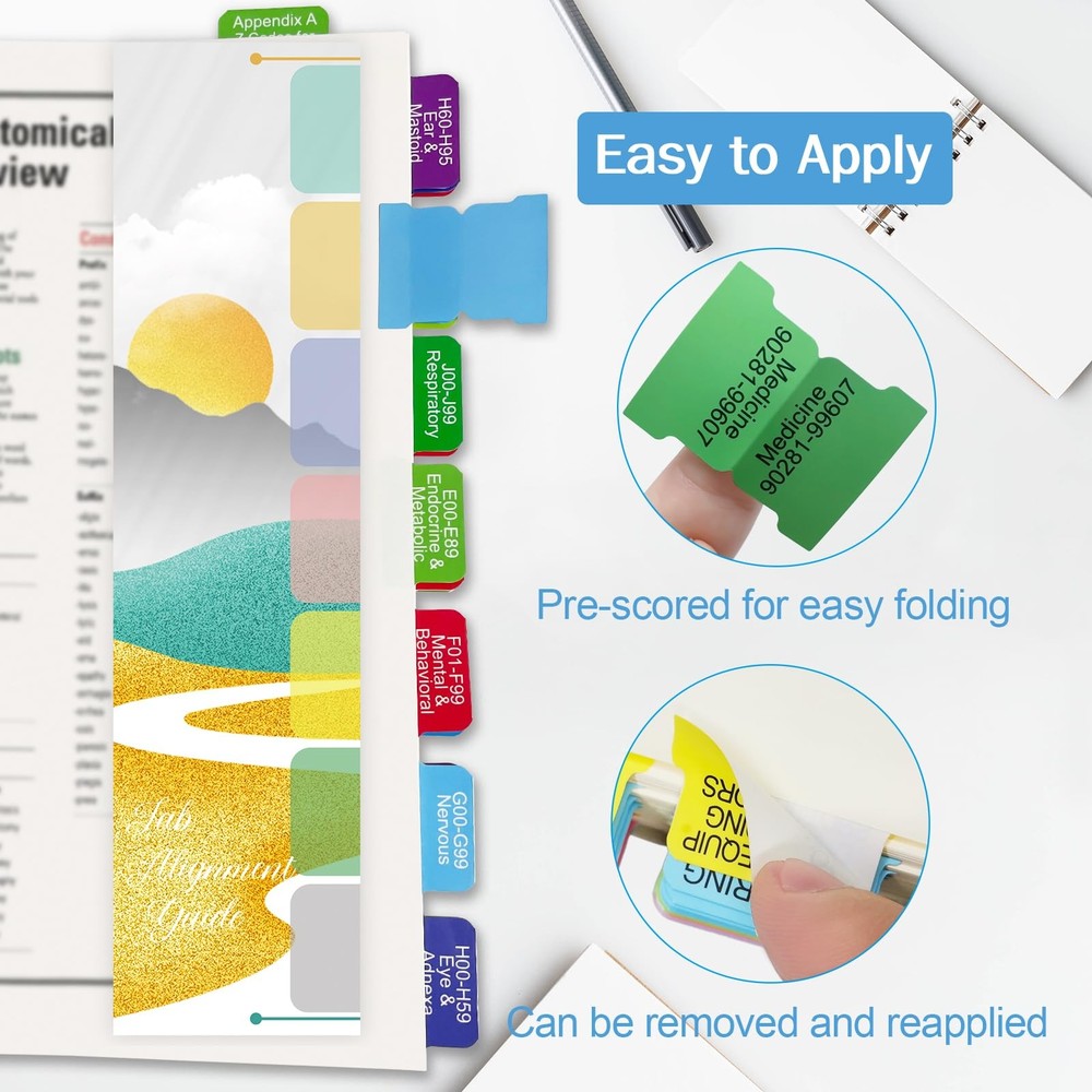Upgraded Index tabs for CPT 2026 + ICD-10 -CM 2026 AAPC Version, Color-Coded wit