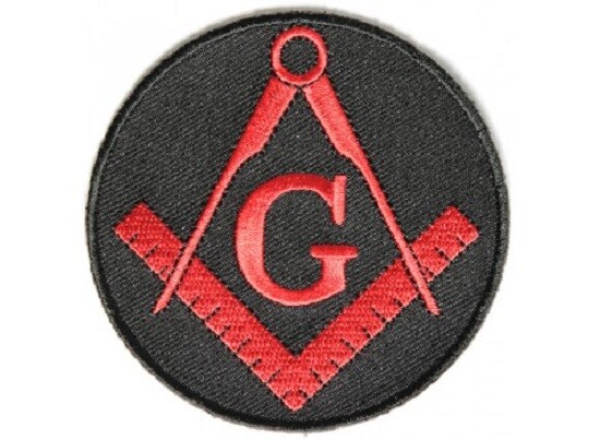 MASON SYMBOL RED MASONIC EMBROIDERED PATCH