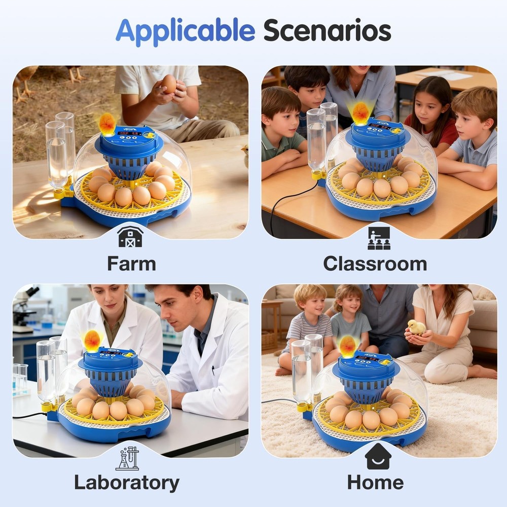 Chicken Egg Incubators for Hatching Eggs, 12 Egg Incubator with Automatic Egg...