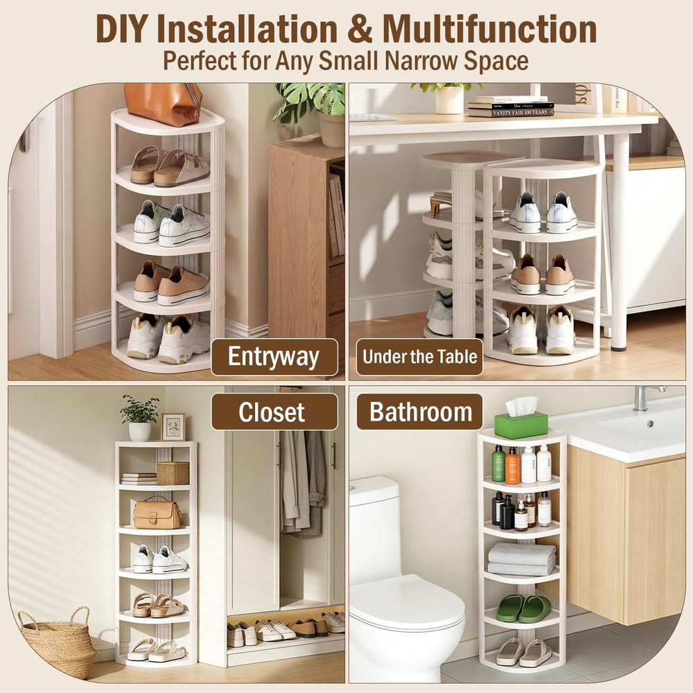 10 Tier Vertical Shoe Rack, Stackable Narrow Shoe Rack Organizer for Entryway...