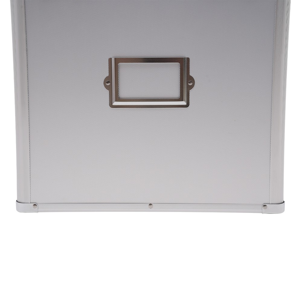 Vinyl Record Storage Box with Combination Lock for 50 Records, Silver
