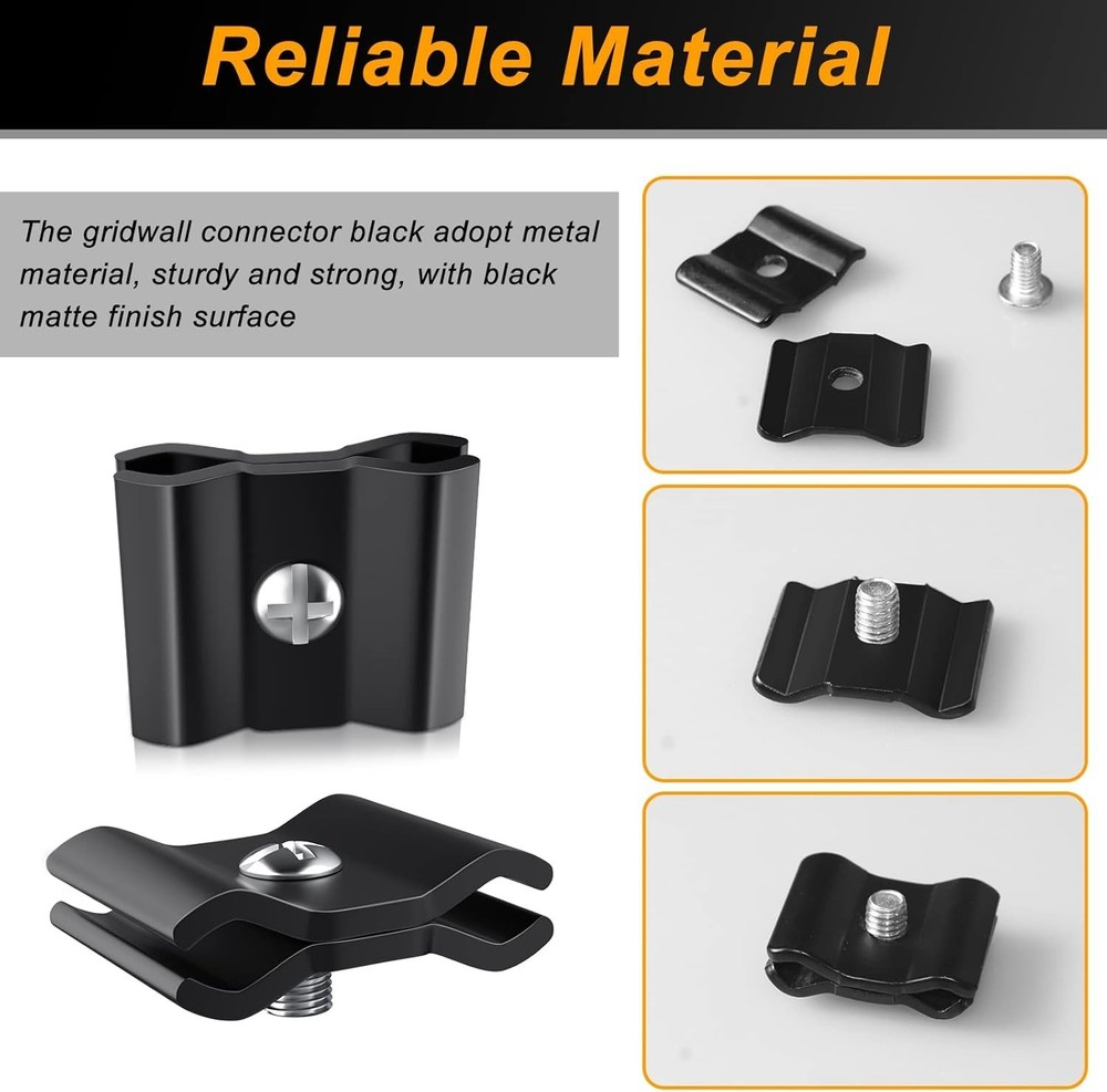 18 Pcs Gridwall Joining Clips Black Wire Grid Panel Connectors for Wall Grid ...