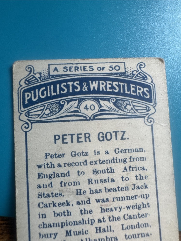 1908 Ogden's Pugilists & Wrestlers - Peter Gotz #40