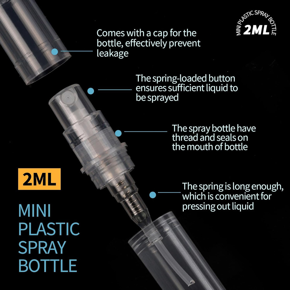 Mini Spray Bottle, 60PCS 2Ml Mini Clear Plastic Spray Bottle Empty, Fine Mist Re