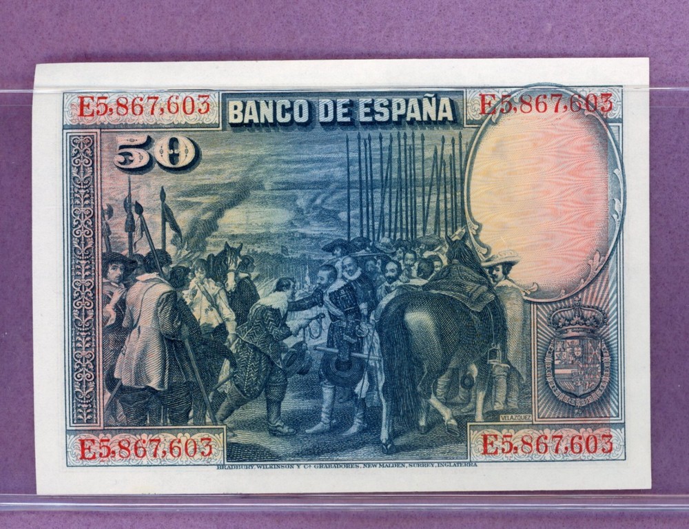 SPAIN ~ 1928 ~ 50 PESETAS NOTE ~ CH CU