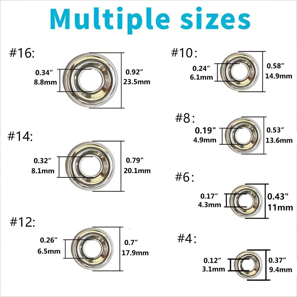 295pc/set 304 Stainless Steel Countersunk Solid Cup Washer Finishing Washers