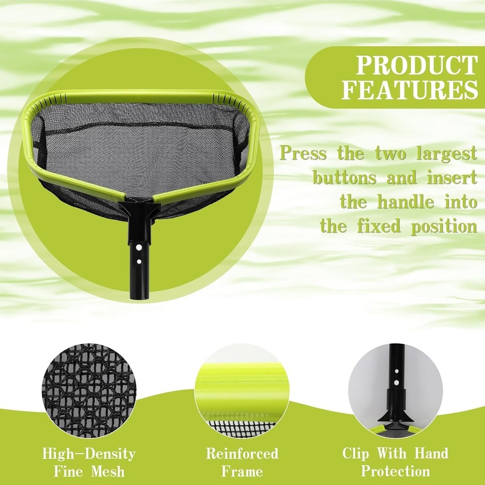 Reinforced Frame Double-Layer Pool Skimmer Net Fine Mesh Debris Rake