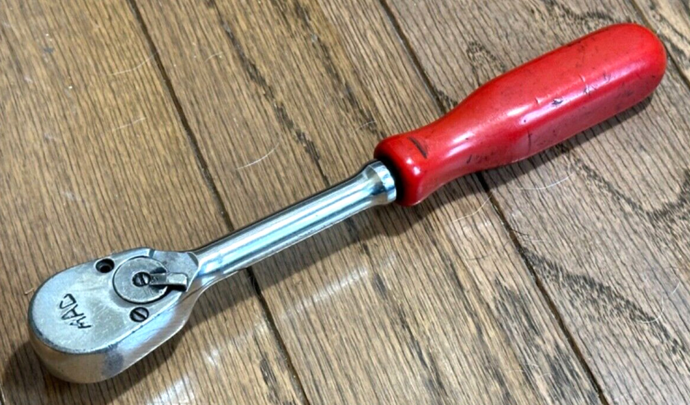 🇺🇸 MAC Tools USA 3/8" DR Ratchet RED Socket Wrench Pear Fixed Head 8" Long