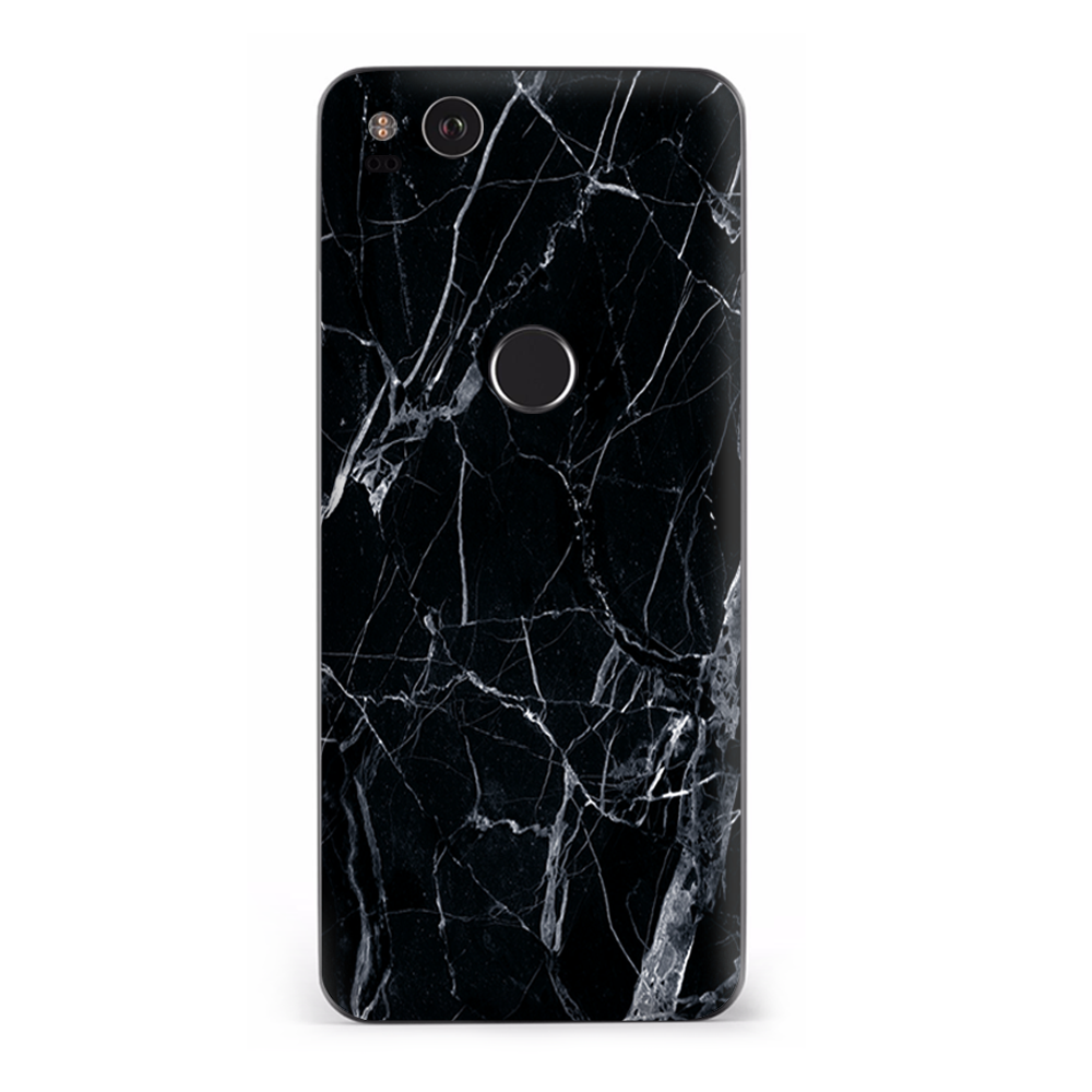 Google Pixel 2 Skins Decal Wrap Black Marble Granite White