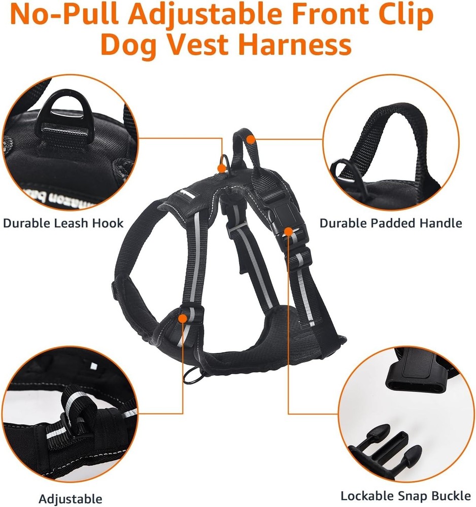 Prime Trail Supply No-Pull Dog Walking Harness – Adjustable, Reflective S-XL