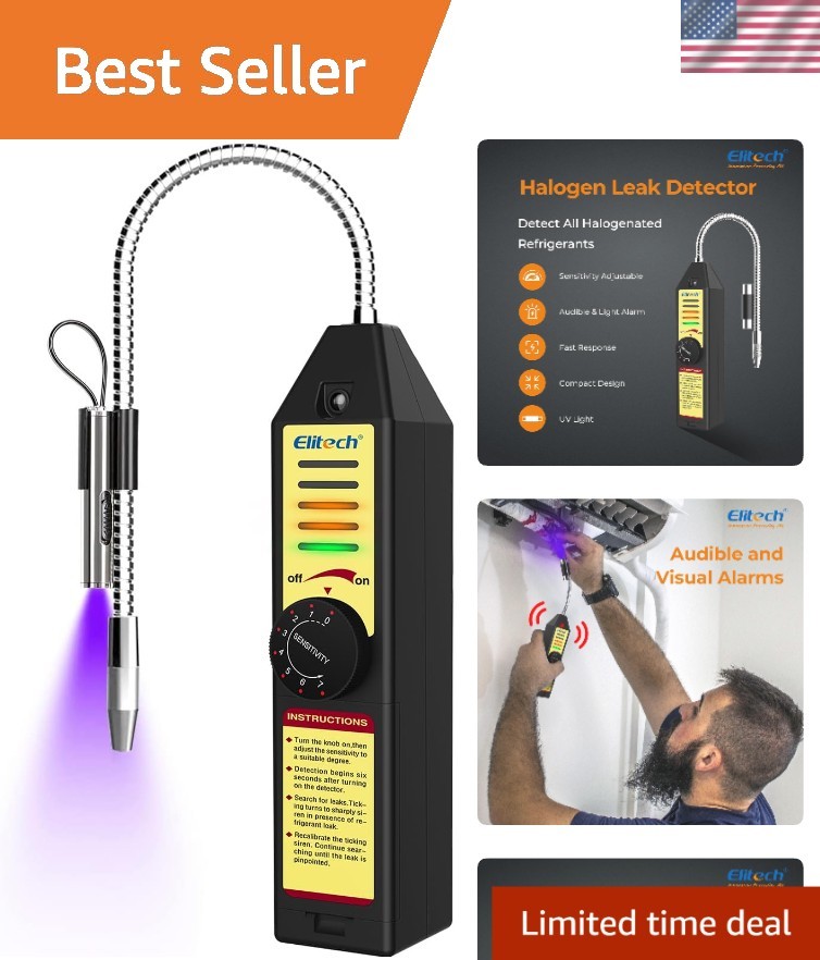 Halogen Refrigerant Leak Detector with Adjustable Sensitivity & Quick Response