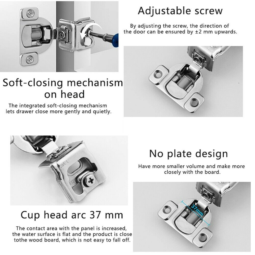20Pack Compact Concealed Kitchen Cabinet Door Hinge 105° Close 1/2"Overlay