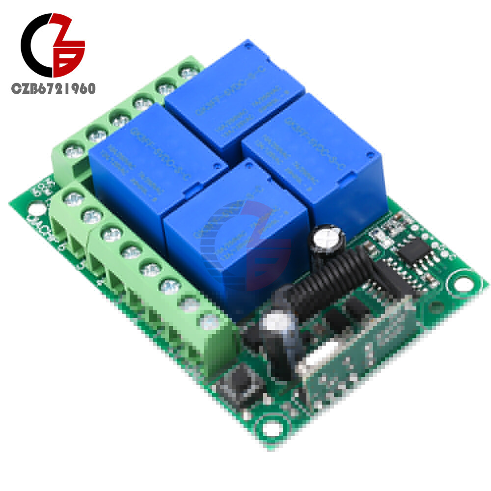 433Mhz Remote Control Receiver RF Wireless Switch 4CH Relay Module Transmitter