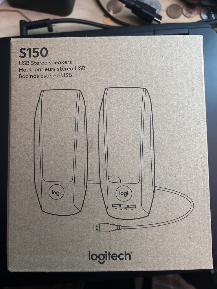 Logitech S150 USB Stereo Computer Speakers, Volume Control, Mute Button, Black