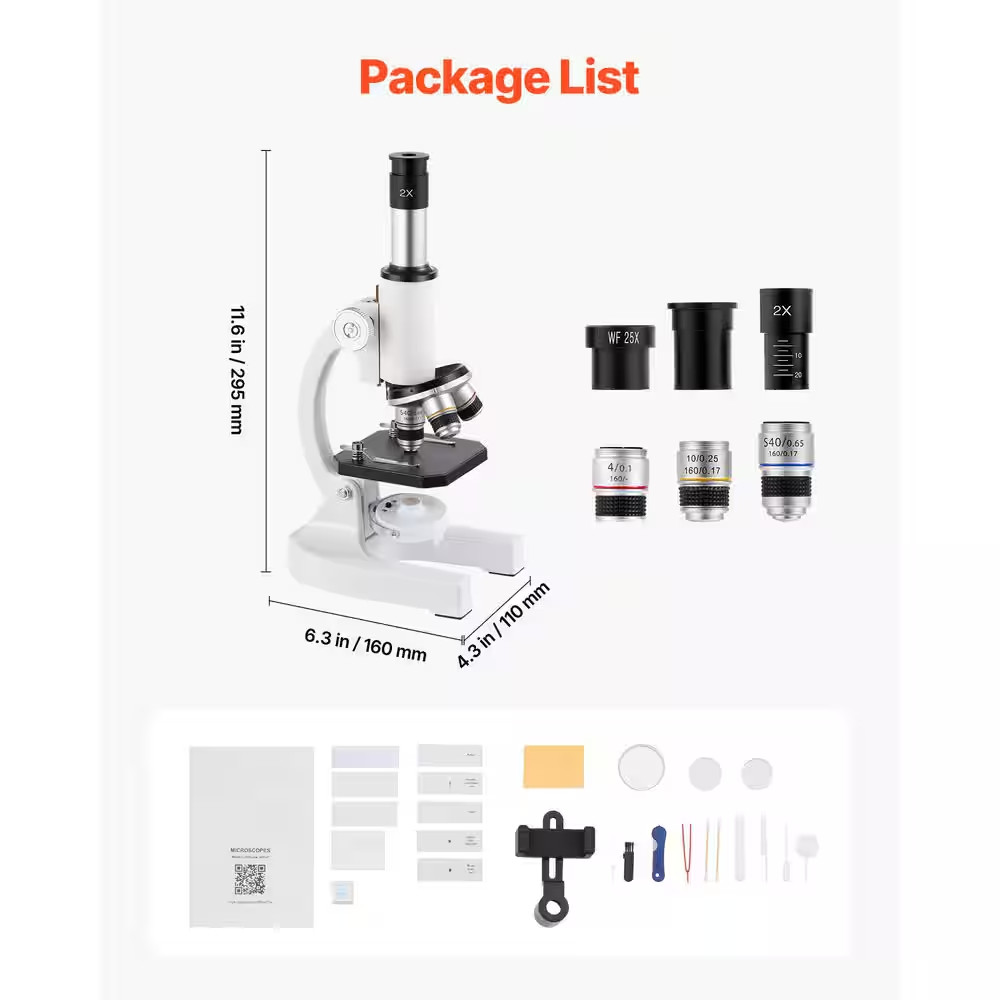 Microscope for Kids Adults, 40X-2000X Professional Compound Microscope Mobile Ph
