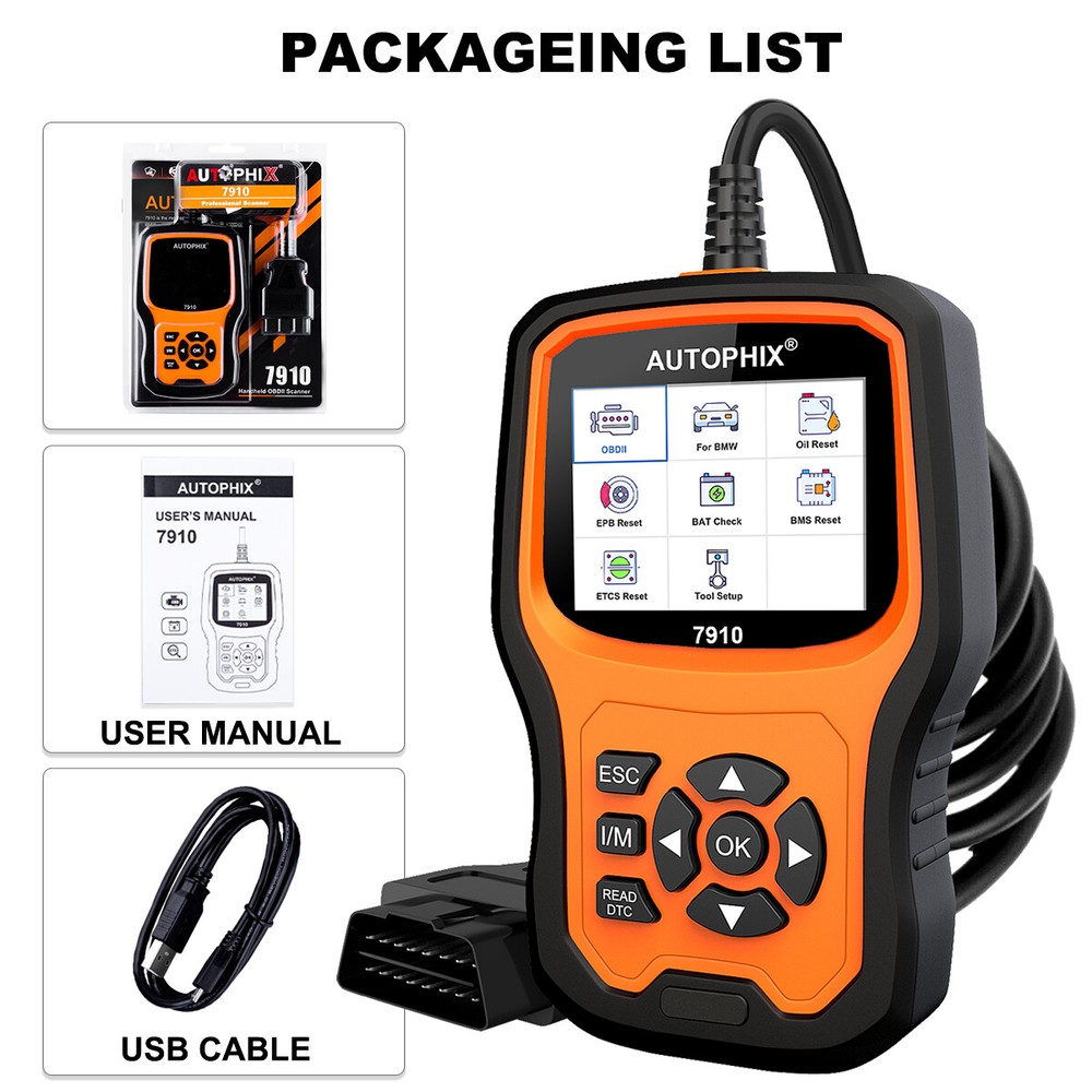 7910 OBD2 Scanner Code Reader Check Engine Fault Scan ABS SRS Diagnostic Tool