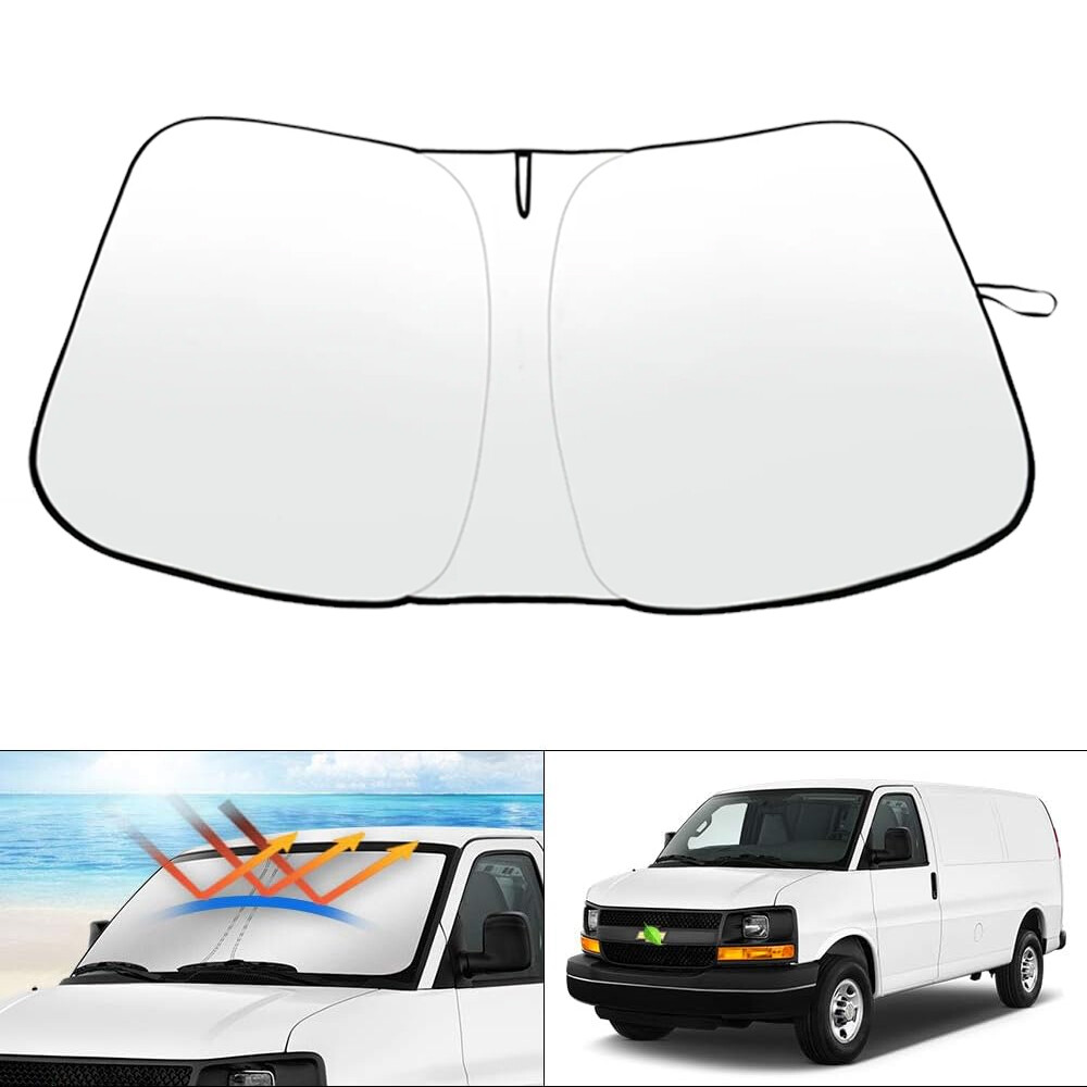 For 1996-2025 Chevy Express Foldable Windshield Visor UV Block Cover Protector