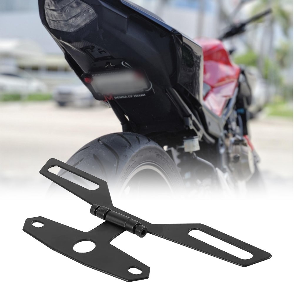 Motorcycle Folding License Plate Bracket Rear Tail Light Holder Mount Universal