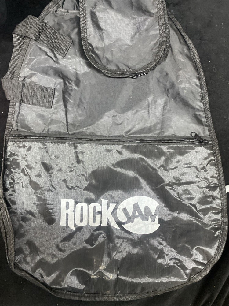 RockJam Full-Size Electric Guitar Starter Kit Picks Case Strap Used Black