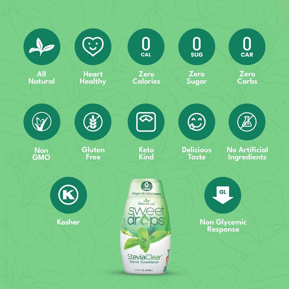 Steviaclear Sweet Drops - Stevia Natural Edulcorante Liquido, Squeezable