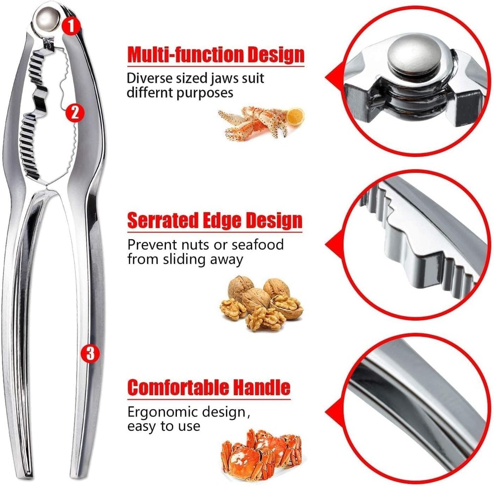 8 Pcs Lobster Crackers and Picks Set, Crab Leg Cracker Tools, Silver