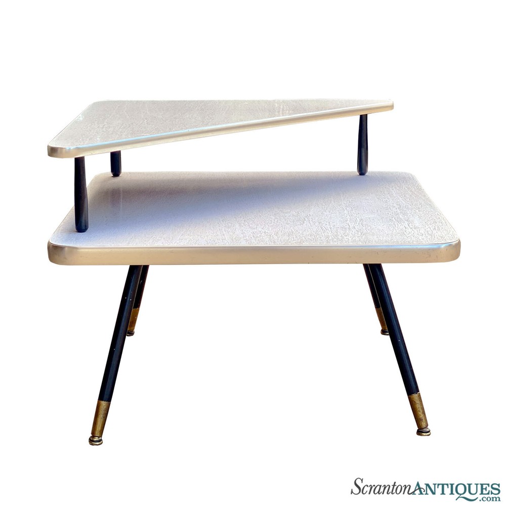 Mid-Century Modern Atomic Blonde 2-Tier End Table