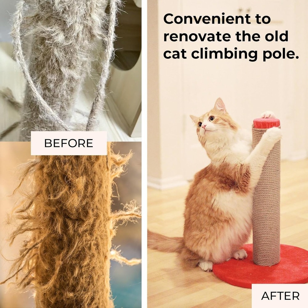 Versatile 33FT Hemp Sisal Rope for Cats - Durable Scratching Post Replacement