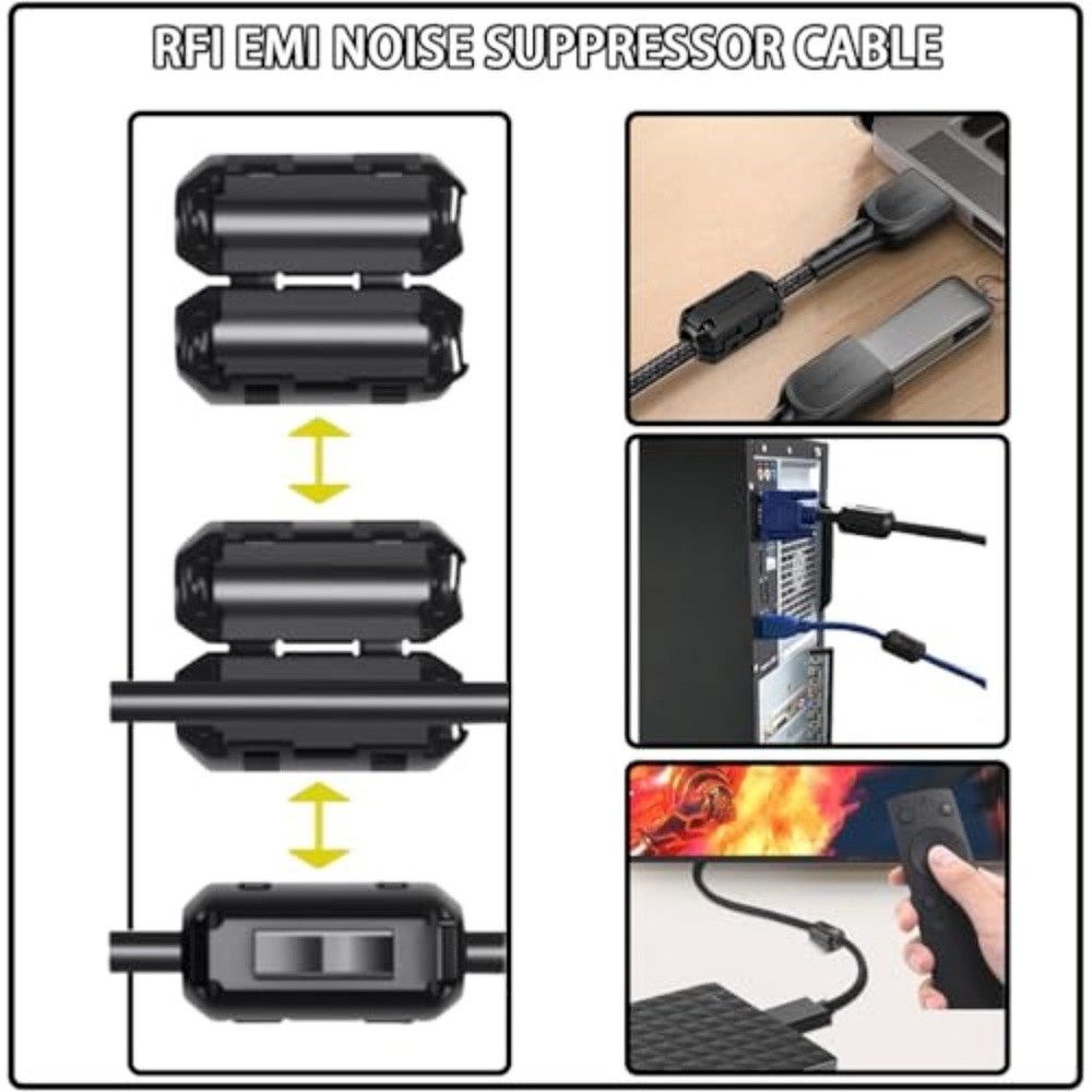 48PCS Ferrite Core Clips Set with Six Sizes for Cable Interference Management