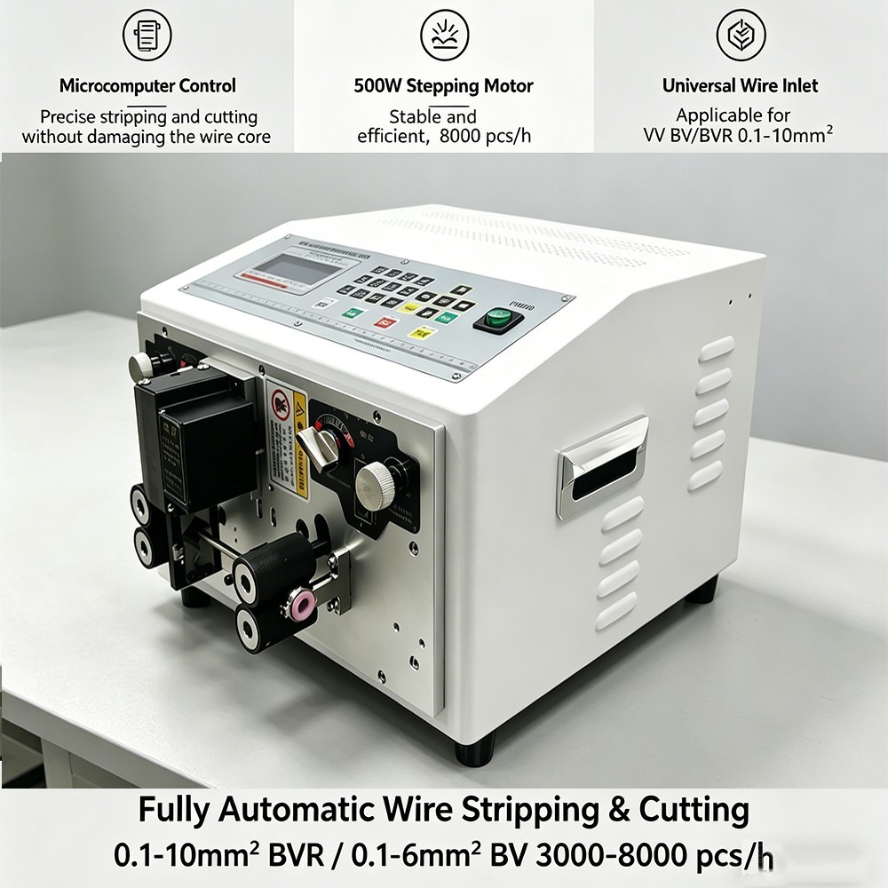 Auto Computer Wire Stripping Machine Stripper 0.1-10mm² BVR/BV Cutting Peeling