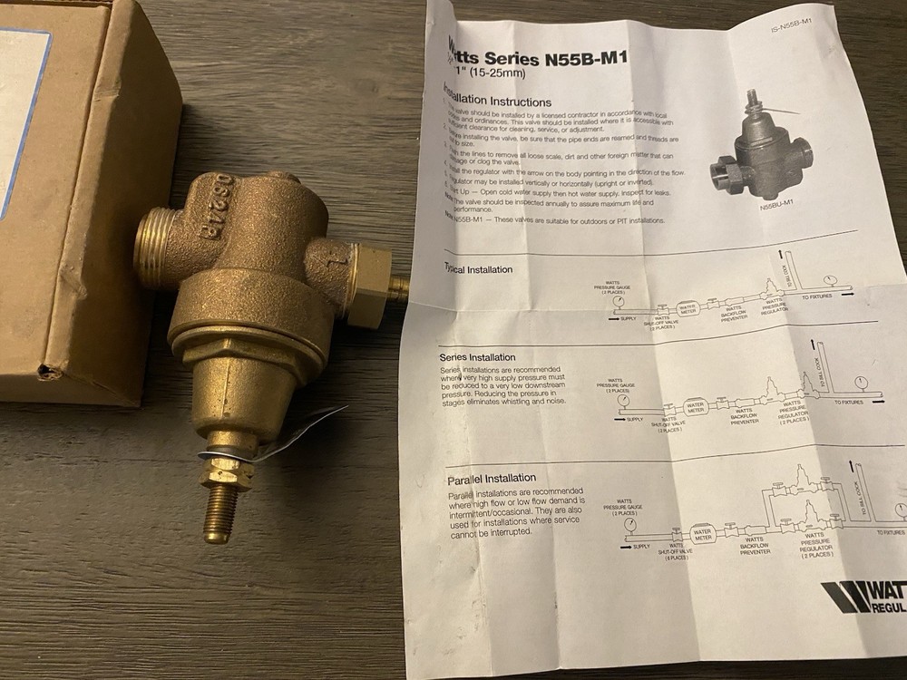 Watts N55B-M1 Water Pressure Reducing Valve 1/2"-1" Series NOS