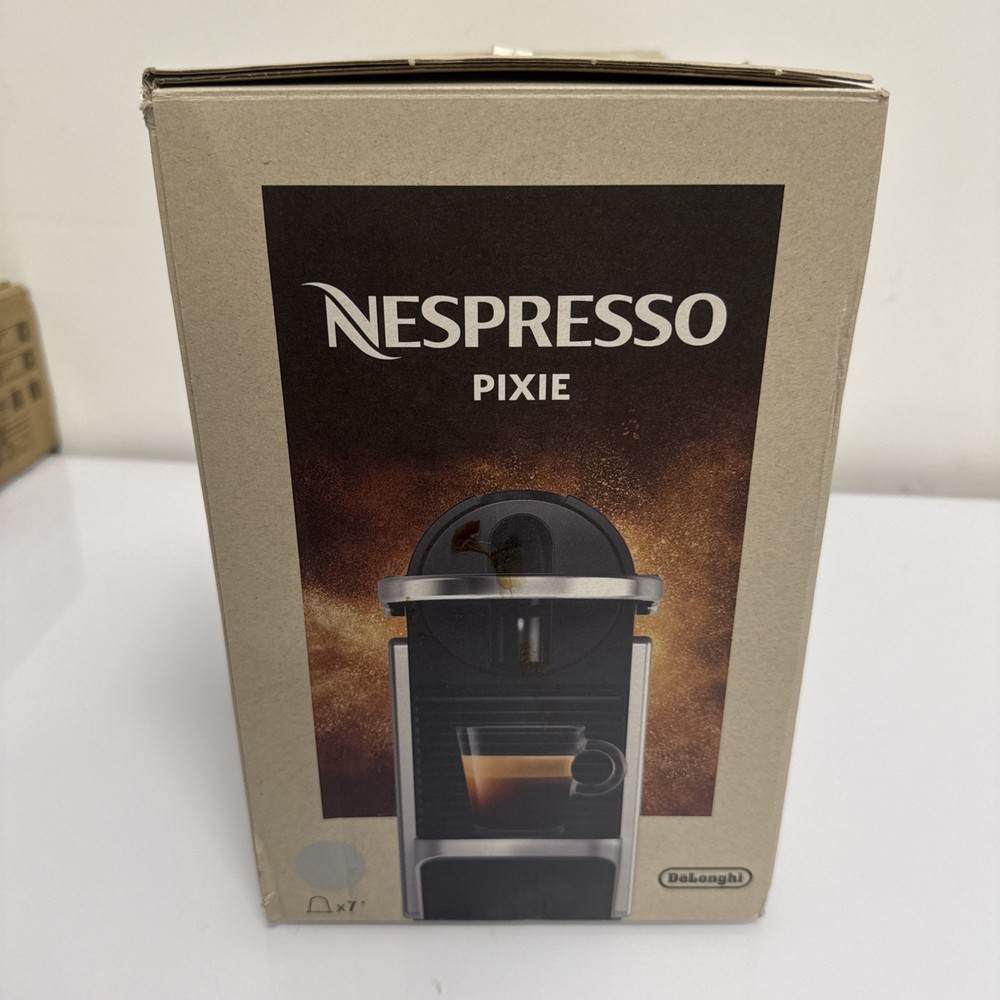 Nespresso Pixie Espresso Capsule Cofee Machine By Delonghi Black Silver