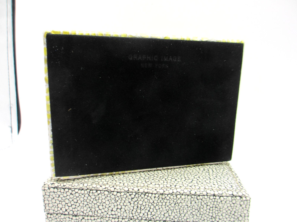 Leather Box Small Embossed Graphic Image Yellow Multicolor