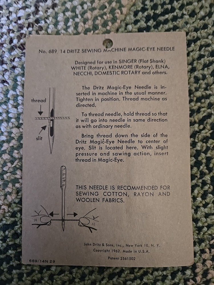 Dritz Magic-eye Needle 1962 #689/14 Size 14