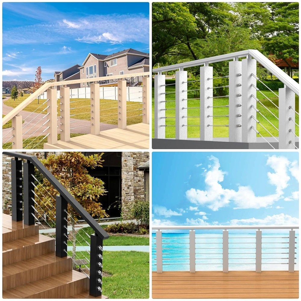 1/8" Black Invisible Receiver and Swage Stud End Fitss Cable Railing 60 Pack