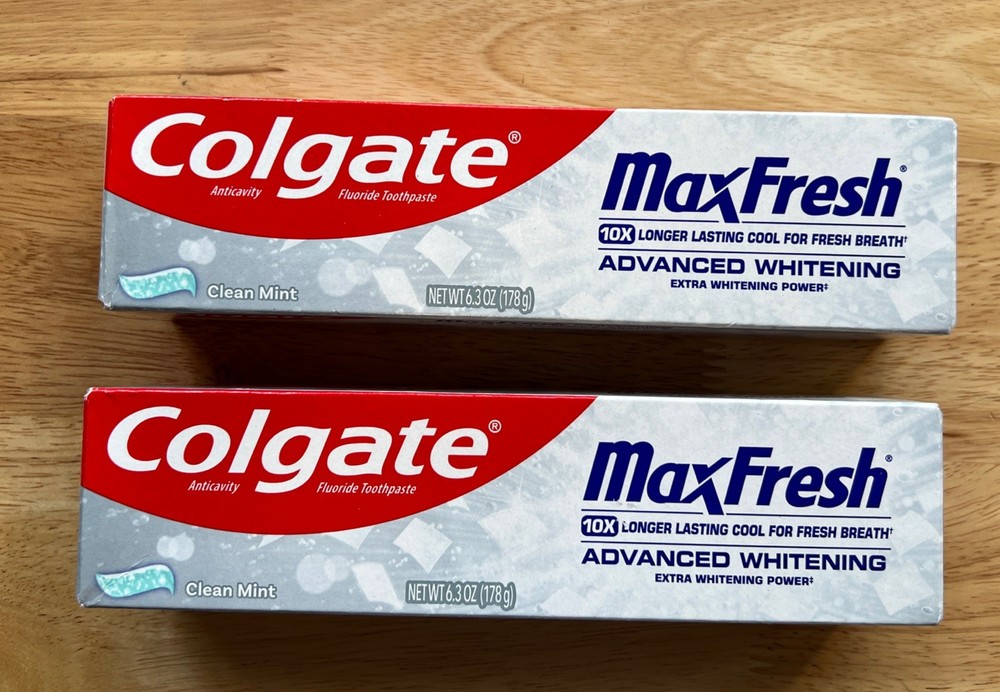 2 PACK Colgate Max Fresh Advanced Whitening Toothpaste Clean Mint  6.3 oz