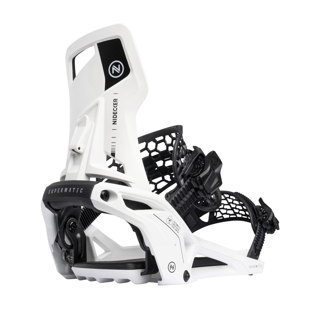 Nidecker Supermatic Step-In Automatic Snowboard Bindings, White, Large MY26