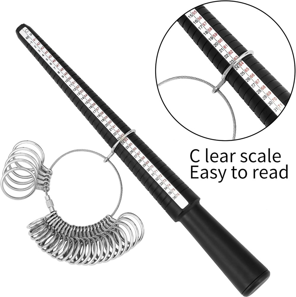 Bflaae Ring Sizer Measuring Tool Kit, Plastic Mandrel, Reusable Finger...