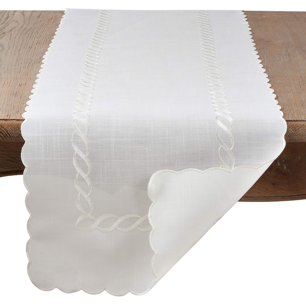 Braided Embroidery Table Runner White 16"x68"