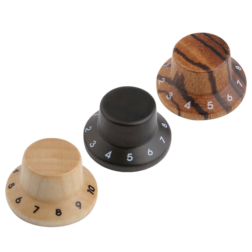 KAISH 4pcs Maple Wooden Knobs ST LP Style Bell Knobs Guitar Bass Top Hat Knob