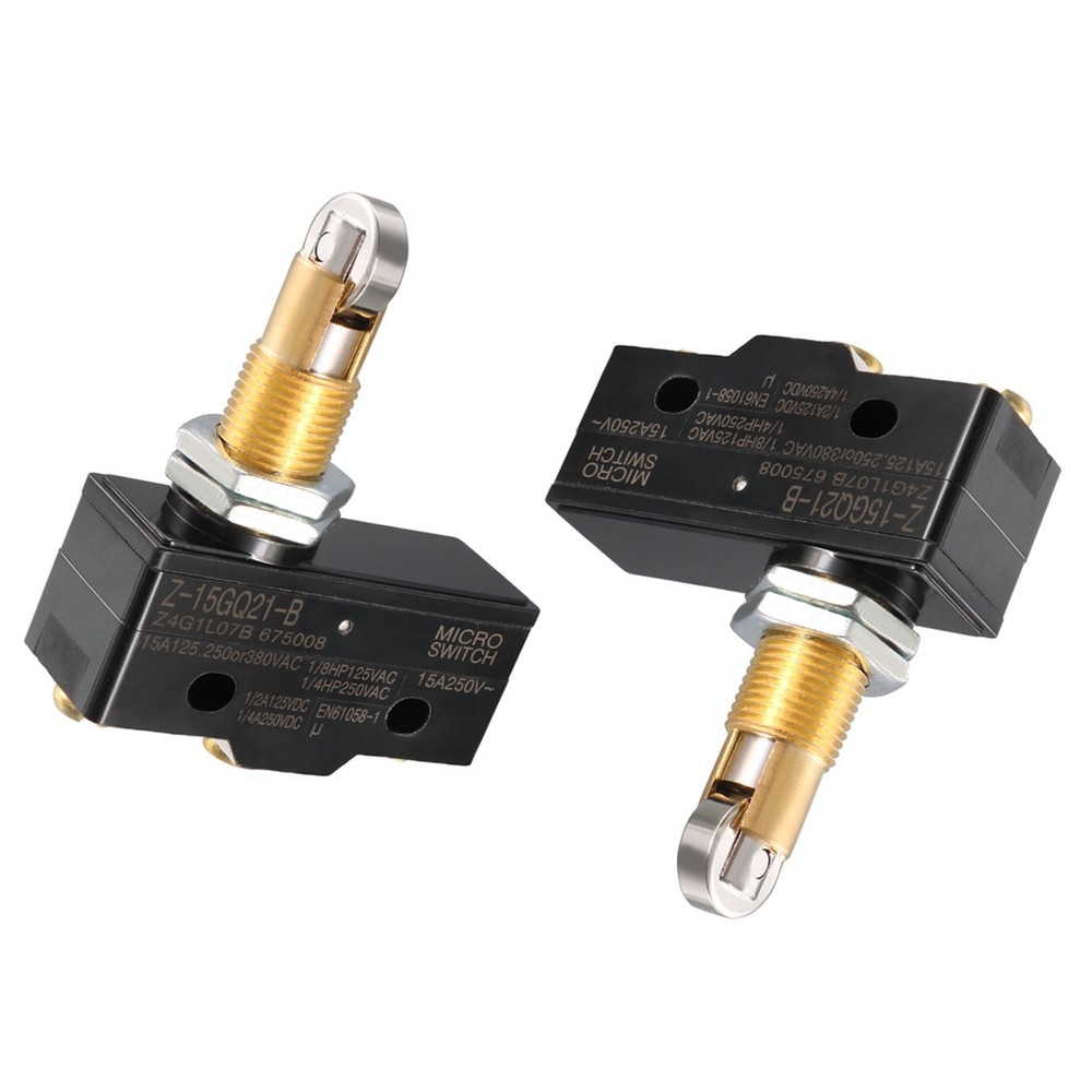 2 Pcs,Z-15GQ21-B,1NO + 1NC Panel Mount Roller Plunger,Micro Limit Switch