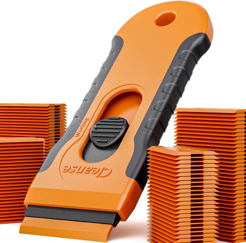 100Pcs Blade Plastic Razor Blade Scraper with Retractable Blade: without Damagin