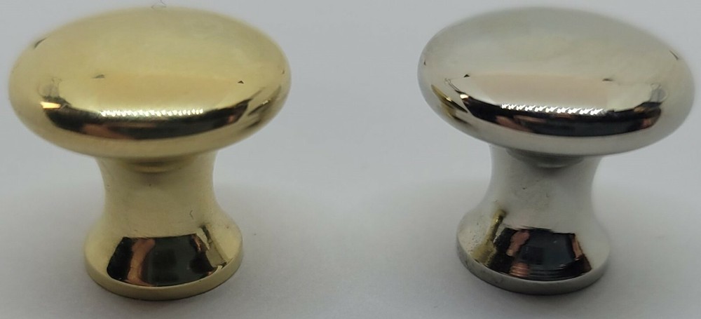 5/8" Round Polished Solid Brass Nickel BOOKCASE Knob pull desk small cabinet