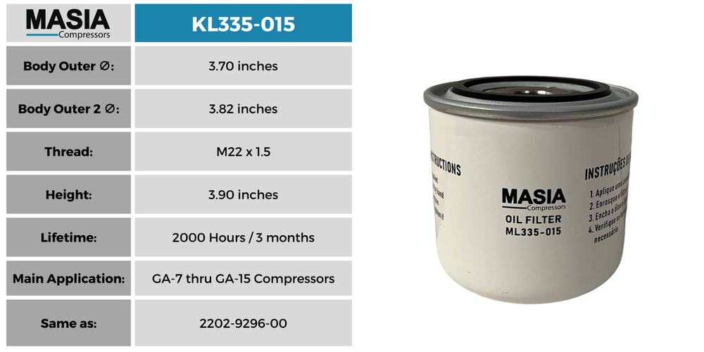 KL335-015 Keltec Technolab Oil Filter (Also works as: 01-0043)